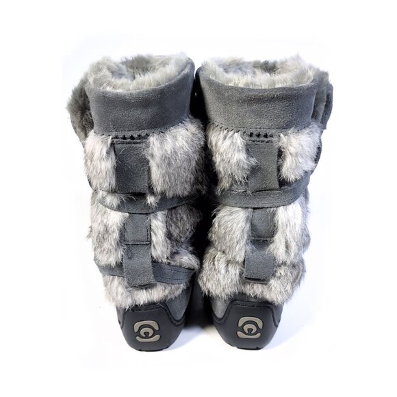 Manitobah Mukluks Wrap Gray Suede Shearling & Rabbit Fur Boots Womens Size 5 - Picture 6 of 10